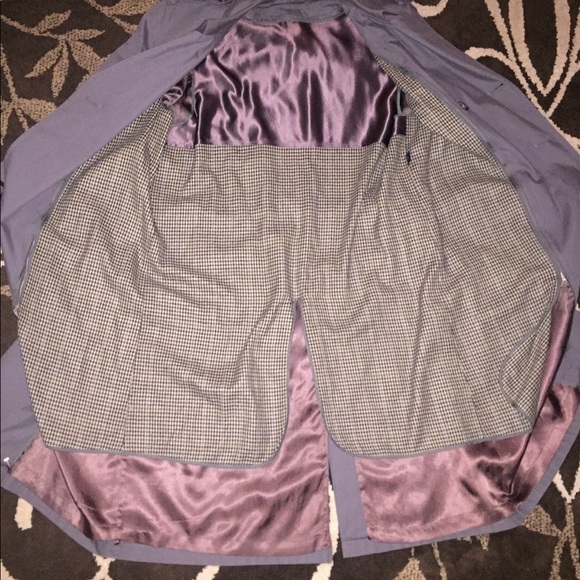 Vintage 60s Blue Grey Plaid TOWNCRAFT PLUS Trench Coat - 40